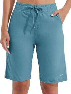 Willit Stretch Women's Shorts 10" Cotton Bermuda Shorts Bluish Violet - XL